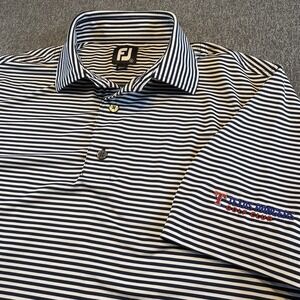 FootJoy Polo Shirt Mens S Golf Striped Black White Stretch‎ Performance